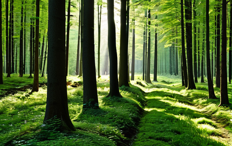 식물 기반 기후 솔루션 만들기 - Sustainable Forestry in Germany**

"A lush, green forest scene in Bavaria, Germany, showcasing susta...