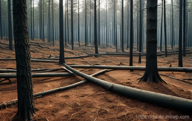 기후 변화 대응을 위한 지속 가능한 임업 - **Image Prompt: The Scars of Climate Change on a German Forest**
A poignant and realistic depict...